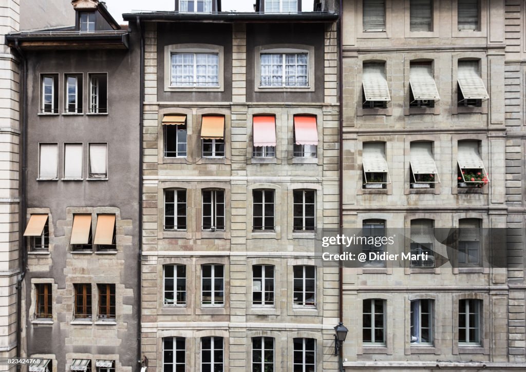 The facade of Geneva old town in Switzerland