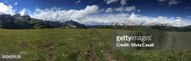 360 vr travel dolomites above corvara - silvia casali stock pictures, royalty-free photos & images
