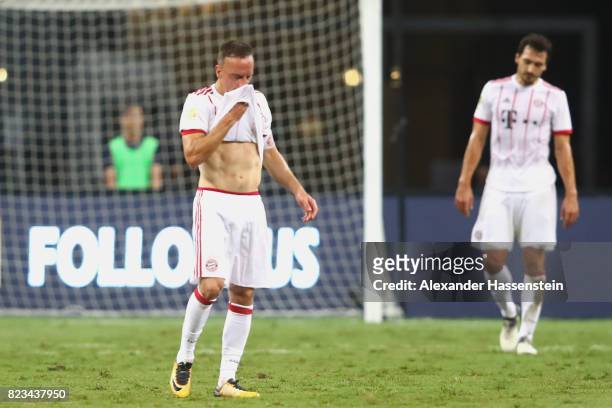 Franck Ribery of Bayern Muenchen reacts during the International Champions Cup 2017 match between Bayern Muenchen and Inter Milan at National Stadium...