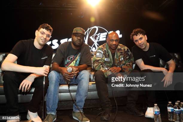 Jeff Rosenthal, Kyambo "Hip-Hop" Joshua, Kareem 'Biggs' Burke, and Eric Rosenthal speak onstage during A Waste Of Time Live: ItsTheReal celebrates...