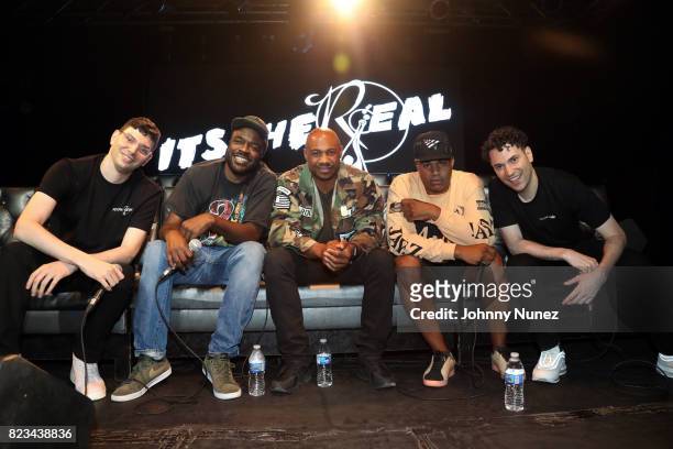 Jeff Rosenthal, Kyambo "Hip-Hop" Joshua, Kareem 'Biggs' Burke, Lenny S., and Eric Rosenthal speak onstage during A Waste Of Time Live: ItsTheReal...
