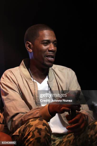 Young Guru speaks onstage during A Waste Of Time Live: ItsTheReal celebrates Rockafella Records at Highline Ballroom on July 26, 2017 in New York...