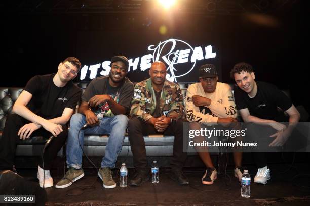 Jeff Rosenthal, Kyambo "Hip-Hop" Joshua, Kareem 'Biggs' Burke, Lenny S., and Eric Rosenthal speak onstage during A Waste Of Time Live: ItsTheReal...