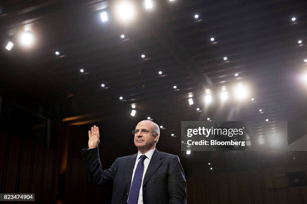 William Browder, co-founder and chief executive officer of Hermitage Capital LLP, swears in to a Senate Judiciary Committee hearing in Washington,...