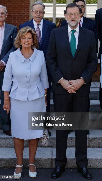 President Mariano Rajoy and Maria Teresa Campos attend the 'Medals to Merit in Work' delivery at Moncloa palace July 27, 2017 in Madrid, Spain.