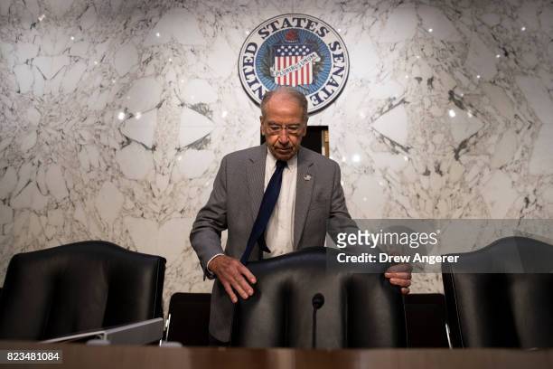 Committee chairman Sen. Chuck Grassley arrives for a Senate Judiciary Committee hearing titled 'Oversight of the Foreign Agents Registration Act and...