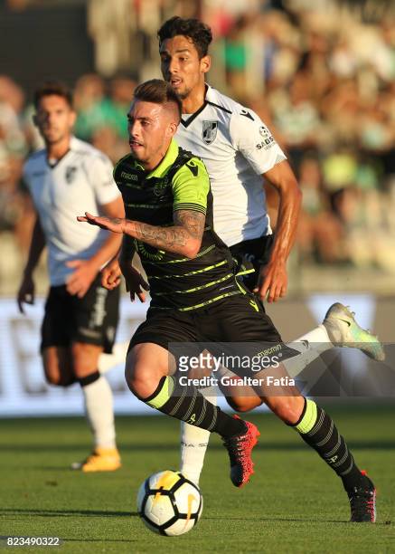 Sporting CP midfielder Iuri Medeiros from Portugal with Vitoria Guimaraes defender Marcos Valente from Portugal in action during Pre-Season Friendly...
