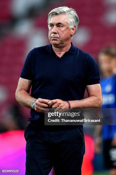 Bayern Munich team manager Carlo Ancelotti looks during the International Champions Cup match between FC Bayern Munich and FC Internazionale at...