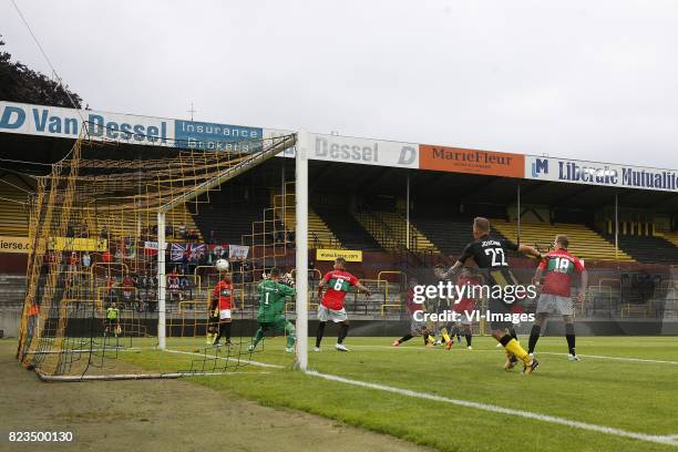 Joris Delle of NEC, Robin Buwalda of NEC, Aurelien Joachim of Lierse SK during the pre-season match between Lierse SK and NEC Nijmegen at the Herman...