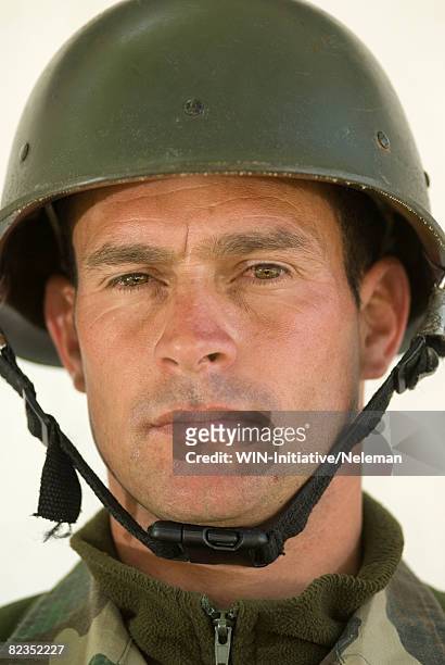 portrait of an army soldier, salto, uruguay - army soldier helmet stock pictures, royalty-free photos & images