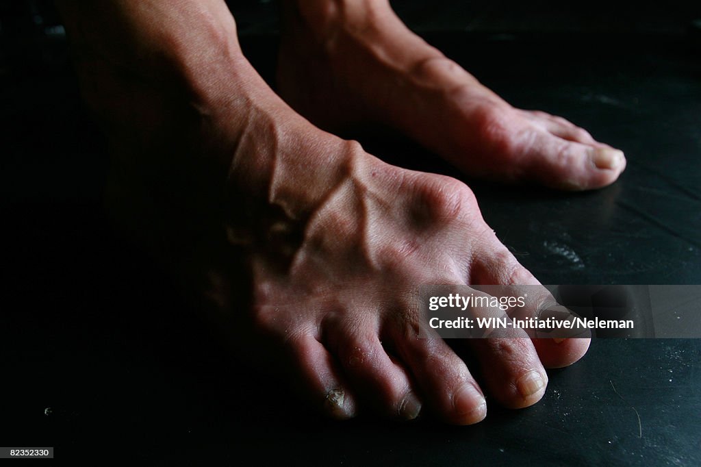 Close-up of a ballerina's feet, Montevideo, Uruguay