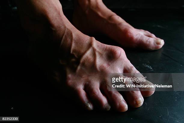 close-up of a ballerina's feet, montevideo, uruguay - ballet feet hurt stock pictures, royalty-free photos & images