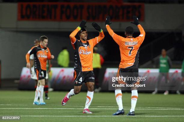 La joie de Alaixys ROMAO - - Lorient / Rennes - 15eme journee de Ligue 1 -