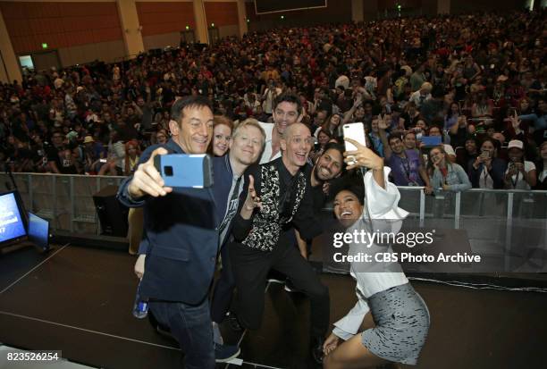 : Jason Isaacs; Mary Wiseman; Anthony Rapp; James Frain; Doug Jones; Shazad Latif; Sonequa Martin-Green during the "Star Trek: Discovery" panel at...