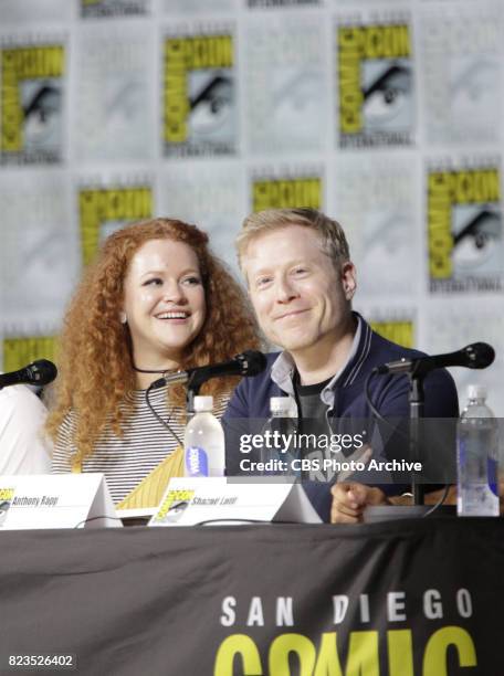 : Mary Wiseman; Anthony Rapp during the "Star Trek: Discovery" panel at Comic-Con 2017, held in San Diego, Ca.