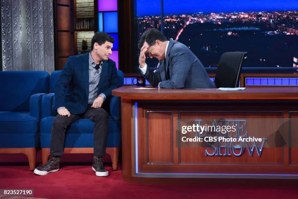 The Late Show with Stephen Colbert and guest Max Brooks during Tuesday's July 25 2017 show.