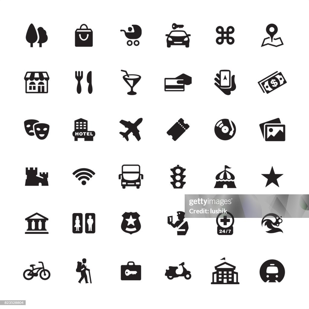 City Guide and Navigation - icon set