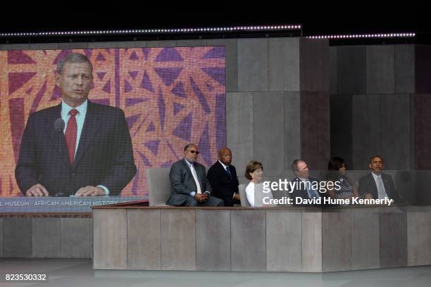 Supreme Court Chief Justice John Roberts speaks at the opening of the National Museum of African American History and Culture, Washington DC,...