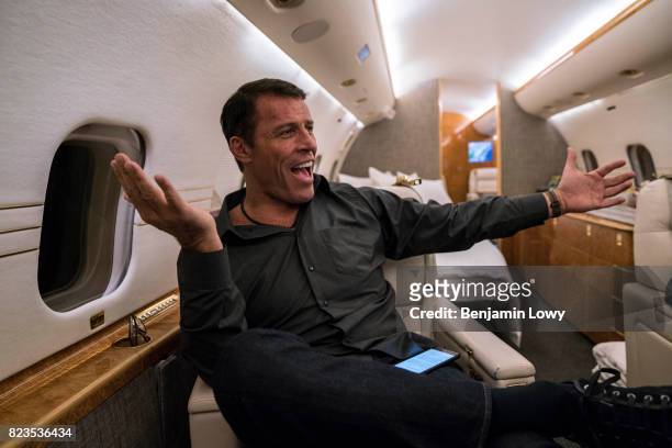 Life coach and business guru Tony Robbins is photographed for Money Magazine on March 17 at his home in Palm Beach, Florida. Robbins squeezing in...