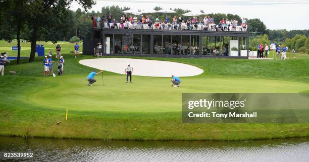 View of the 17th green during the Porsche European Open - Day One at Green Eagle Golf Course on July 27, 2017 in Hamburg, Germany.