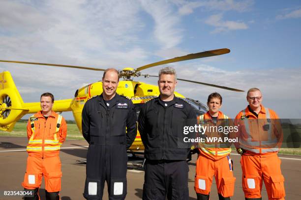 Prince William, Duke of Cambridge starts his final shift with the East Anglian Air Ambulance based out of Marshall Airport on July 27, 2017 near...