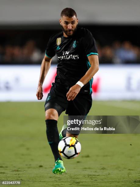 Karim Benzema of Real Madrid in action during the International Champions Cup 2017 match between Manchester City v Real Madrid at Memorial Coliseum...