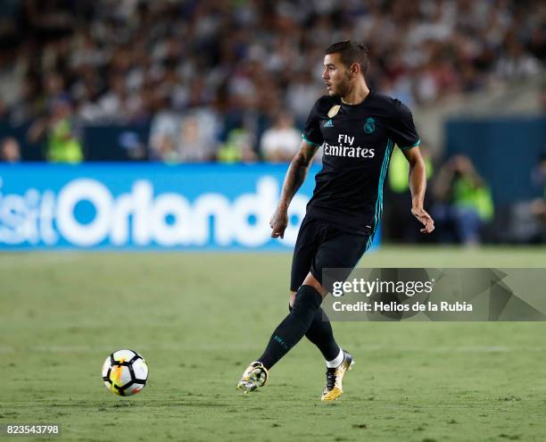 Theo Hernandez of Real Madrid in action during the International Champions Cup 2017 match between Manchester City v Real Madrid at Memorial Coliseum...