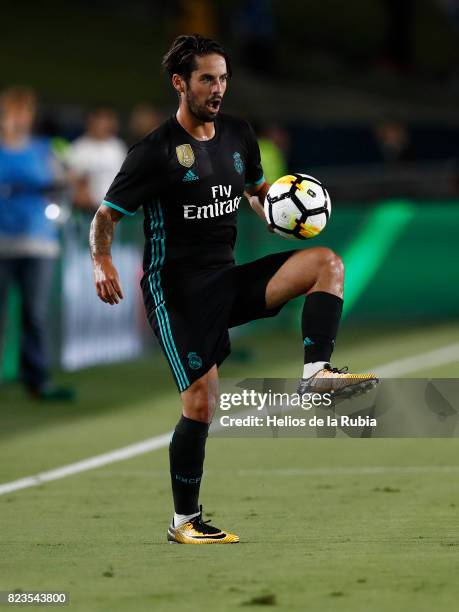 Isco Alarcon of Real Madrid in action during the International Champions Cup 2017 match between Manchester City v Real Madrid at Memorial Coliseum on...