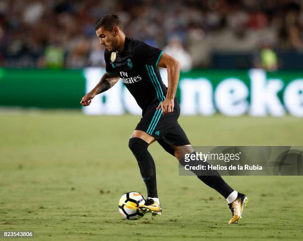 Theo Hernandez of Real Madrid in action during the International Champions Cup 2017 match between Manchester City v Real Madrid at Memorial Coliseum...