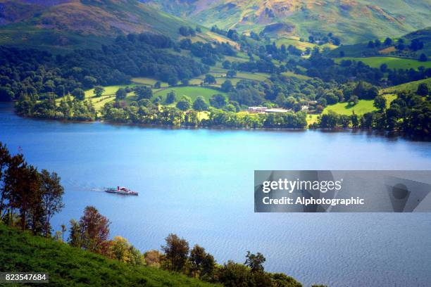 view of ullswater - steam liner stock pictures, royalty-free photos & images