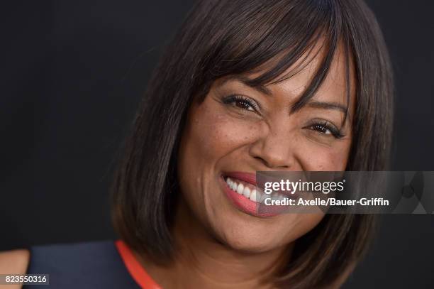 Personality Aisha Tyler arrives at the premiere of Focus Features' 'Atomic Blonde' at The Theatre at Ace Hotel on July 24, 2017 in Los Angeles,...