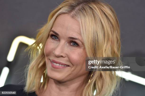 Comedian Chelsea Handler arrives at the premiere of Focus Features' 'Atomic Blonde' at The Theatre at Ace Hotel on July 24, 2017 in Los Angeles,...