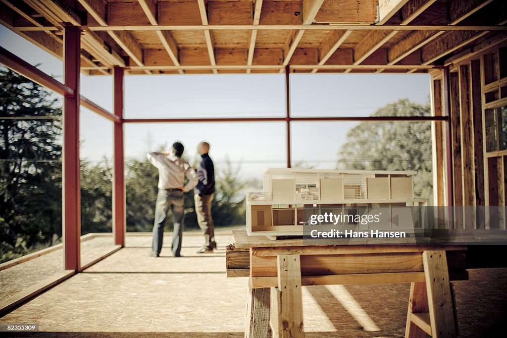 Architectural model on home construction site