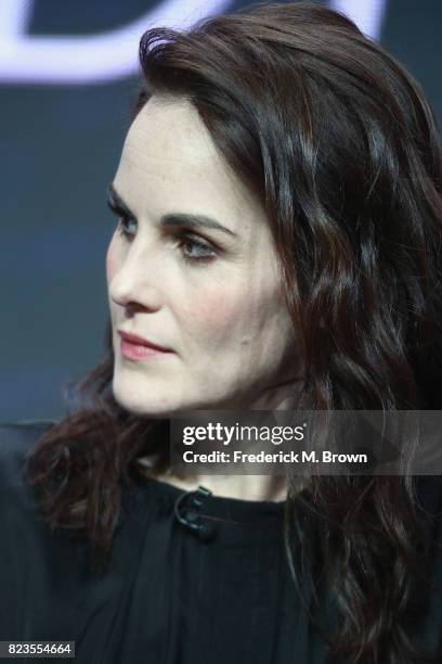 Michelle Dockery of 'TNT & TBS's Leading Women of Comedy and Drama' speaks onstage during the Turner Networks portion of the 2017 Summer Television...