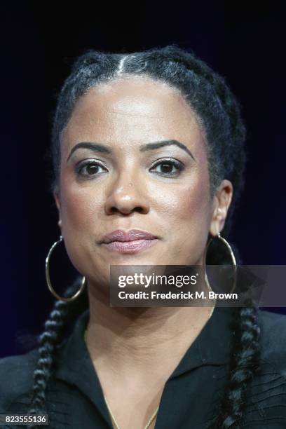 Executive producer/showrunner of TNT's Claws Janine Sherman Barrois of 'TNT & TBS's Leading Women of Comedy and Drama' speaks onstage during the...