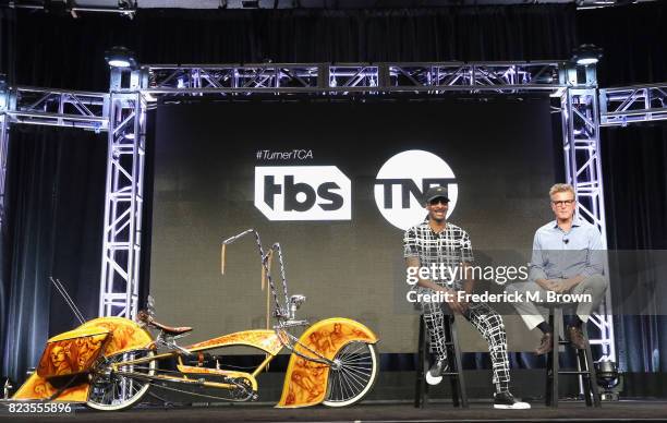 Snoop Dogg and President of TBS & TNT and CEO of Turner Enterprises Kevin Reilly of 'TBS & TNT/Kevin Reilly Executive Session' speak onstage during...