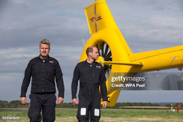 Prince William, Duke of Cambridge starts his final shift with Cpt Dave Kelly and the East Anglian Air Ambulance based out of Marshall Airport on July...