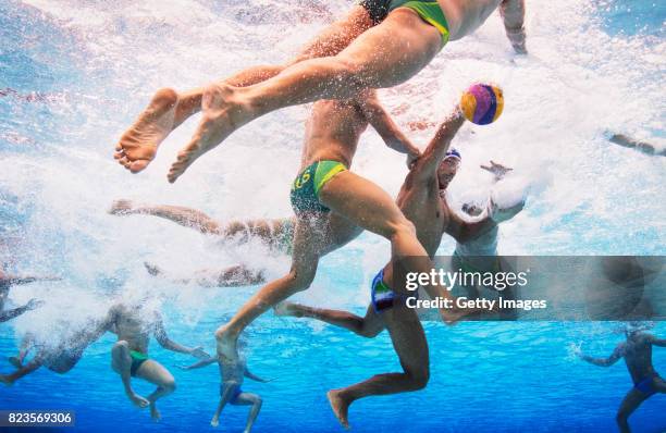 Zeno Bertoli of Italy in action during the Men's Water Polo classification match between Australia and Italy on day fourteen of the Budapest 2017...