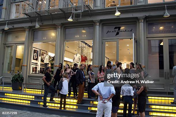 An exterior view of the "7 For All Mankind" boutique during an opening party hosted by Vogue August 14, 2008 in New York City.