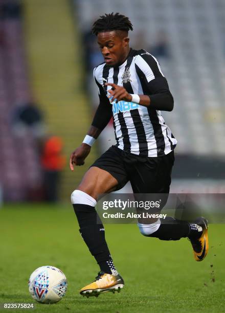 Rolando Aarons of Newcastle United during a pre-season friendly match between Bradford City and Newcastle United at Northern Commercials Stadium on...