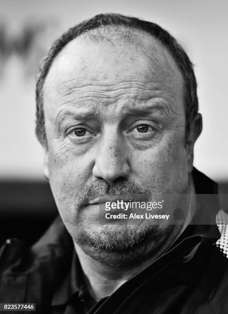 Rafael Benitez the manager of Newcastle United looks on during a pre-season friendly match between Bradford City and Newcastle United at Northern...
