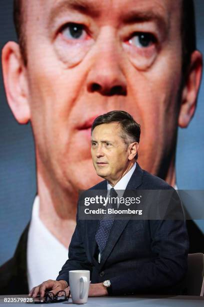 Richard Clarida, managing director of Pacific Investment Management Co. , listens during a Bloomberg Television interview in New York, U.S., on...