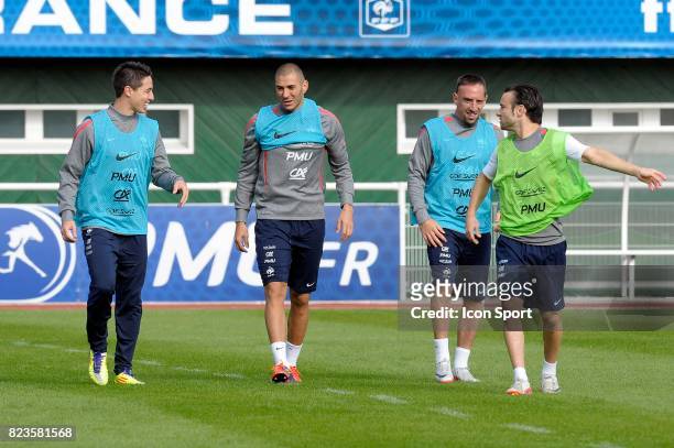 Samir NASRI / Karim BENZEMA / Franck RIBERY / Mathieu VALBUENA - - Entrainement Equipe de France Football -Clairefontaine,