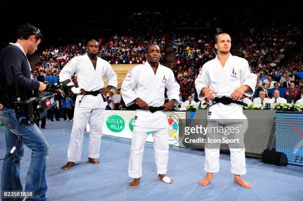 Teddy RINER / Dimitri DRAGIN / Ugo LEGRAND - France / Bresil - - Competition par equipe Hommes - Championnats du Monde de Judo 2011 - Paris - ,
