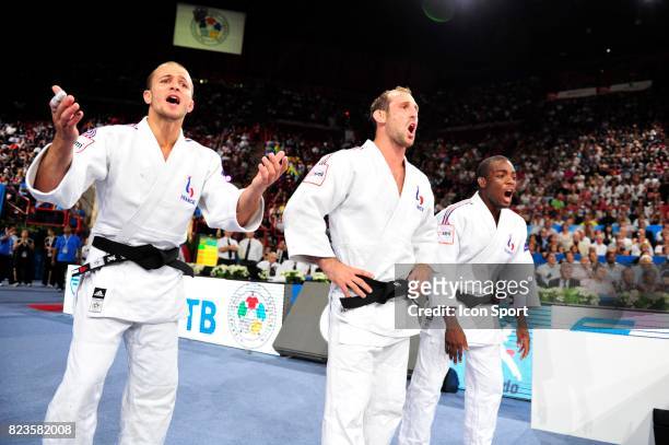 Ugo LEGRAND / Alain SCHMITT / Dimitri DRAGIN - France / Bresil - - Competition par equipe Hommes - Championnats du Monde de Judo 2011 - Paris - ,