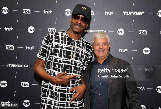 Snoop Dogg of 'The Joker's Wild' and President of Turner David Levy at the TCA Turner Summer Press Tour 2017 Green Room at The Beverly Hilton Hotel...