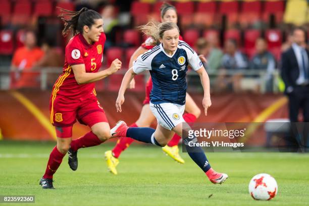 Andrea Pereira of Spain women, Erin Cuthbert of Scotland women during the UEFA WEURO 2017 Group D group stage match between Scotland and Spain at The...