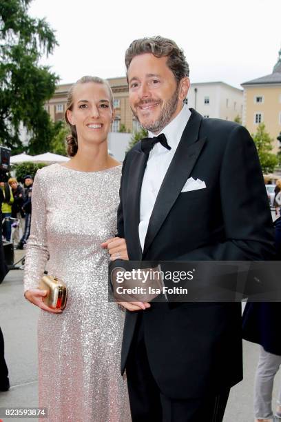 Austrian politician Harald Mahrer and his wife Andrea Samonigg-Mahrer attend the 'La Clemenzia di Tito' premiere during the Salzburg Festival 2017 on...