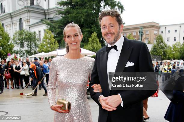 Austrian politician Harald Mahrer and his wife Andrea Samonigg-Mahrer attend the 'La Clemenzia di Tito' premiere during the Salzburg Festival 2017 on...