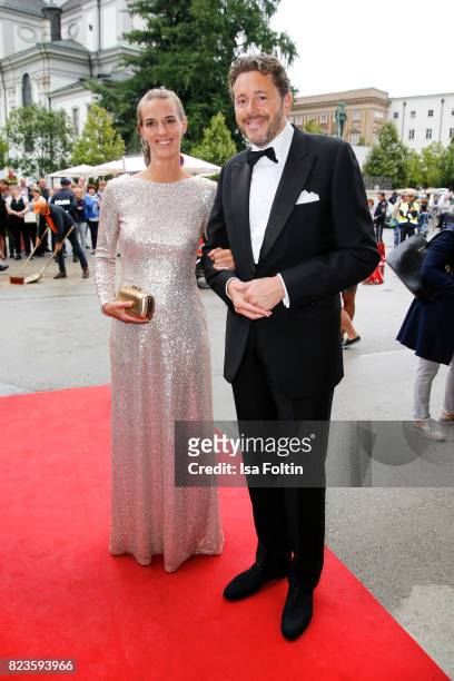 Austrian politician Harald Mahrer and his wife Andrea Samonigg-Mahrer attend the 'La Clemenzia di Tito' premiere during the Salzburg Festival 2017 on...